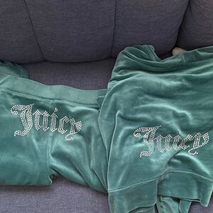 Juicy Couture Teal Velour Tracksuit with Rhinestones